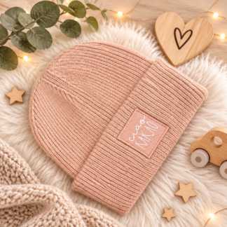 Personalisierte Kinder Wintermütze kleines Patch mit Wunschtext